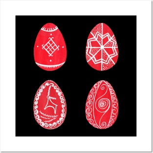 Ukrainian Pysanka Easter Eggs Set - 4 Hand-Painted Designs Posters and Art